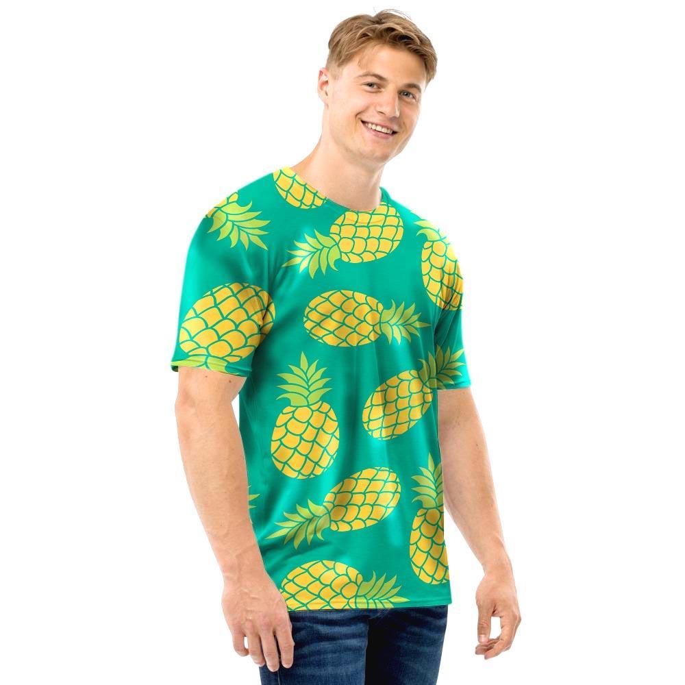 Green Pineapple Print Men T Shirt-grizzshop