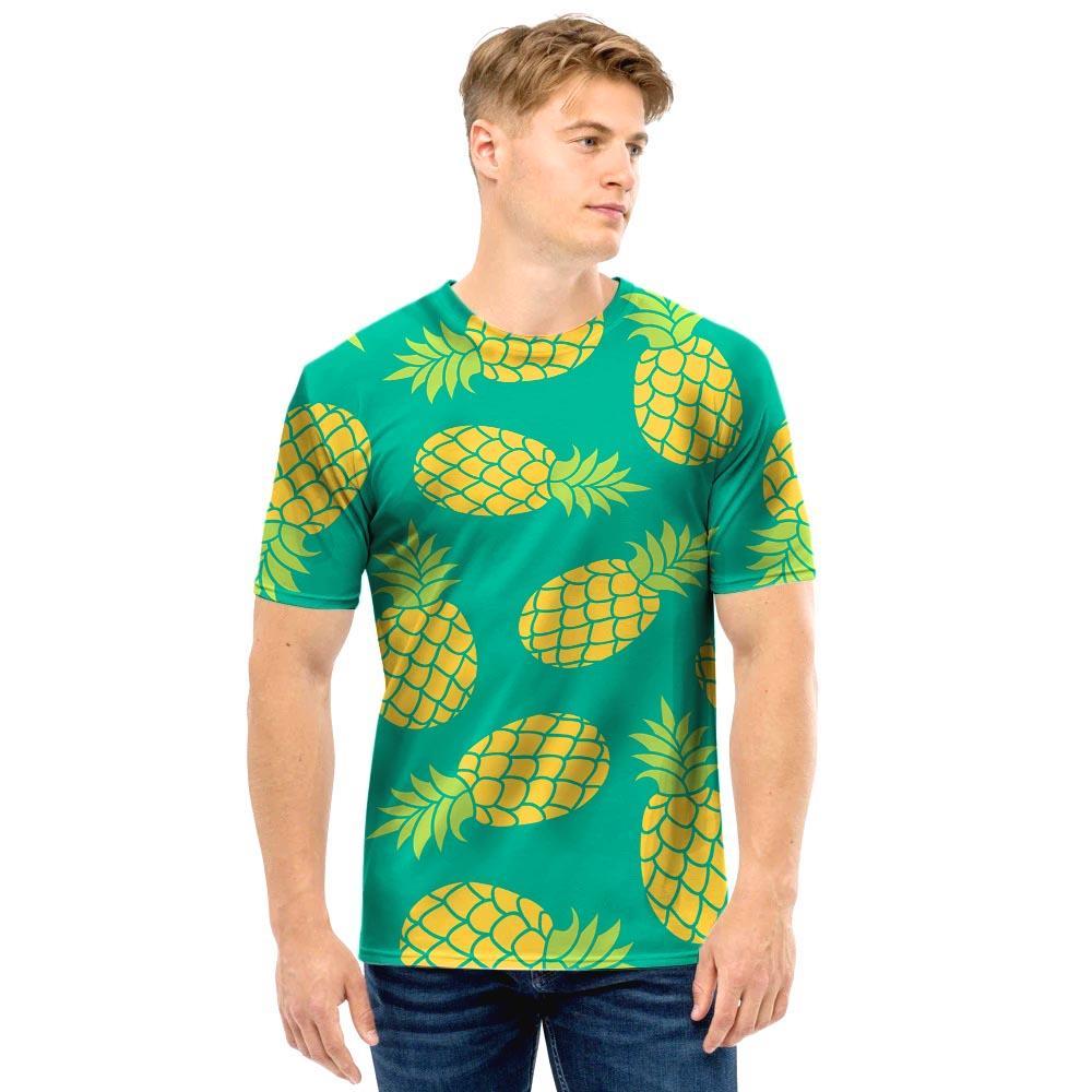 Green Pineapple Print Men T Shirt-grizzshop