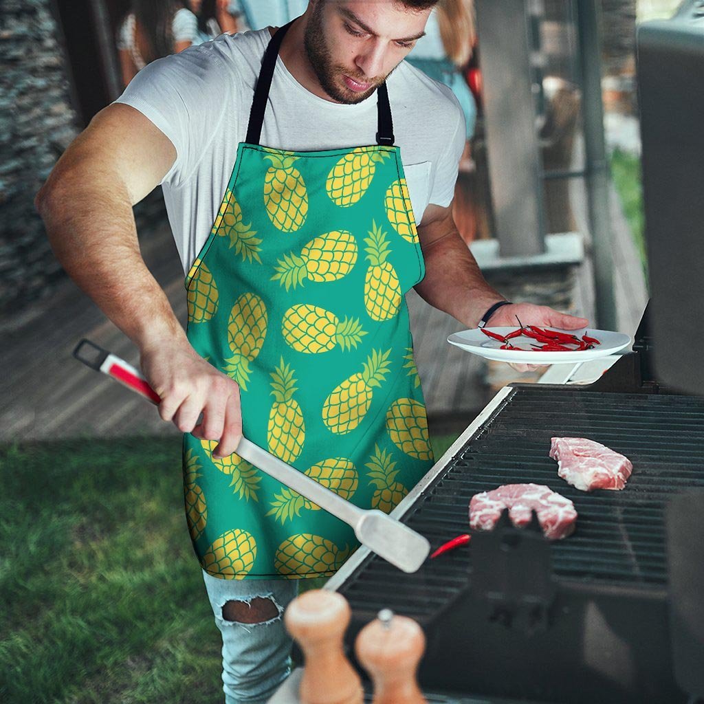 Green Pineapple Print Men's Apron-grizzshop