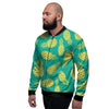 Green Pineapple Print Men's Bomber Jacket-grizzshop