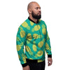 Green Pineapple Print Men's Bomber Jacket-grizzshop