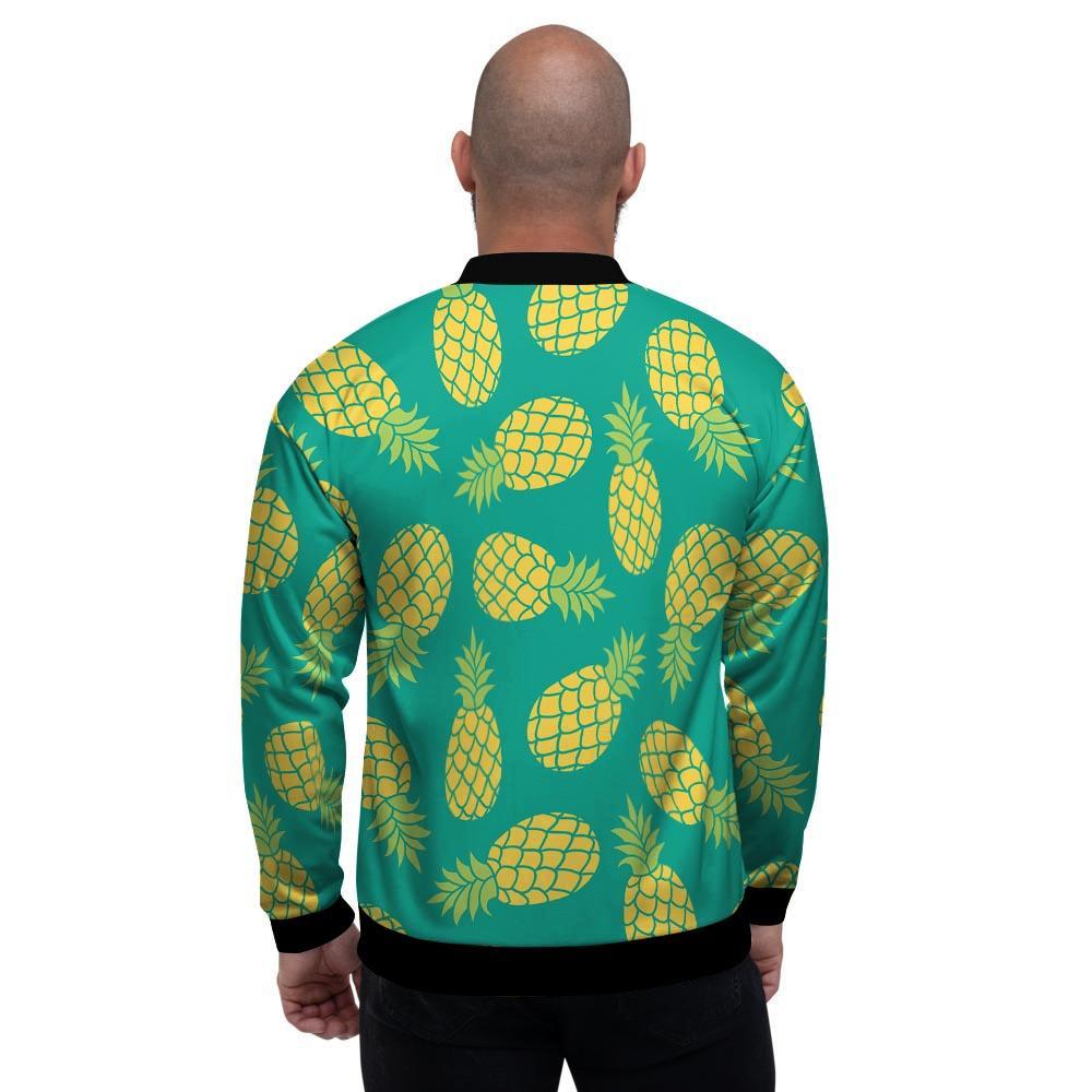 Green Pineapple Print Men's Bomber Jacket-grizzshop