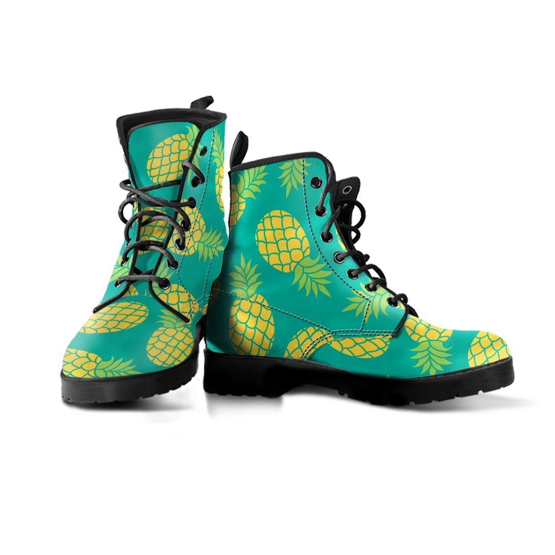 Green Pineapple Print Men's Boots-grizzshop