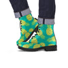 Green Pineapple Print Men's Boots-grizzshop