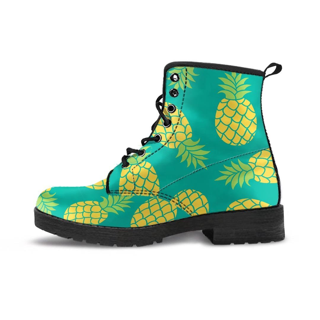 Green Pineapple Print Men's Boots-grizzshop