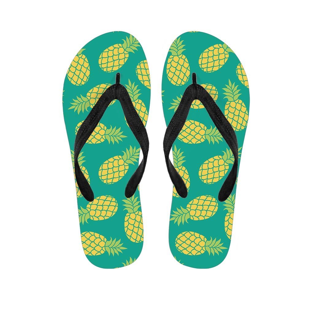 Green Pineapple Print Men's Flip Flops-grizzshop