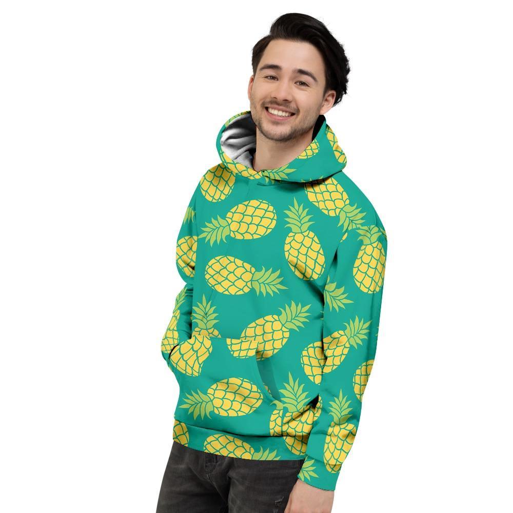 Green Pineapple Print Men's Hoodie-grizzshop