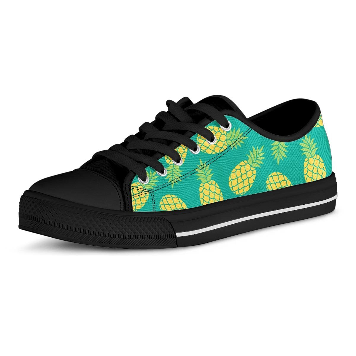 Green Pineapple Print Men's Low Top Shoes-grizzshop