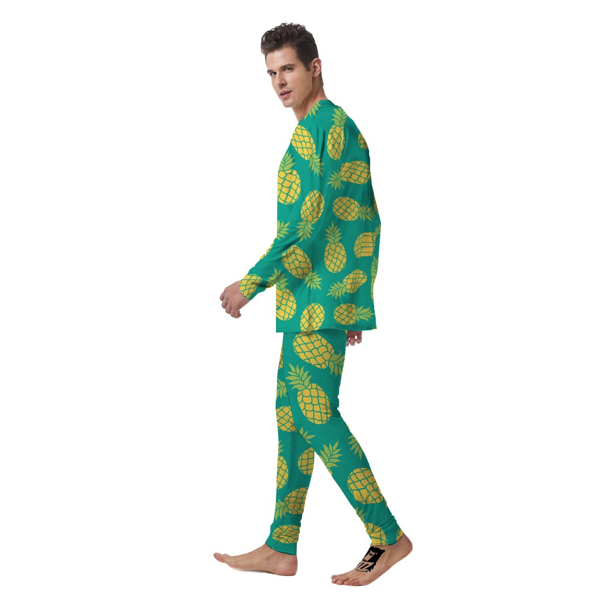 Green Pineapple Print Men's Pajamas-grizzshop