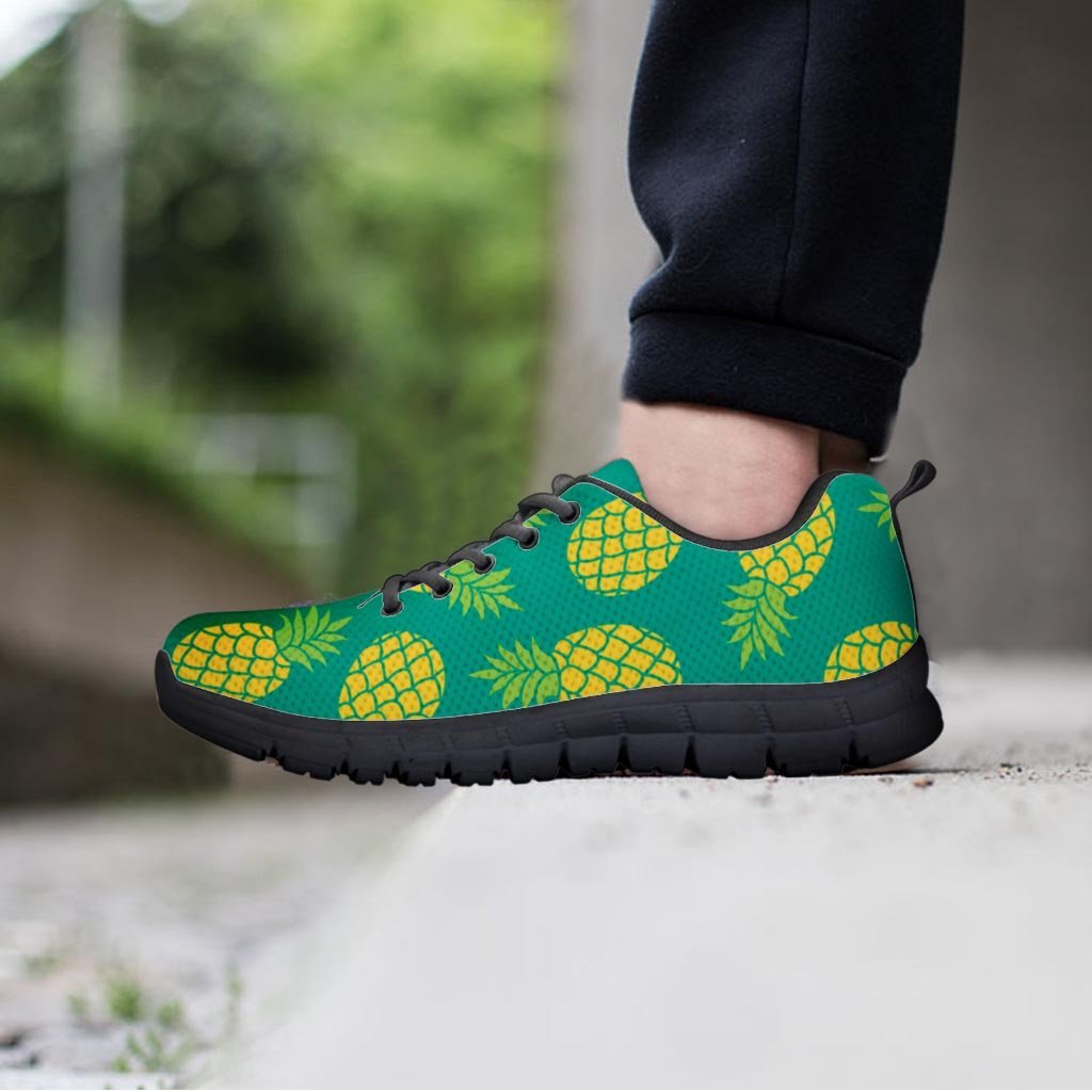 Green Pineapple Print Men's Sneakers-grizzshop