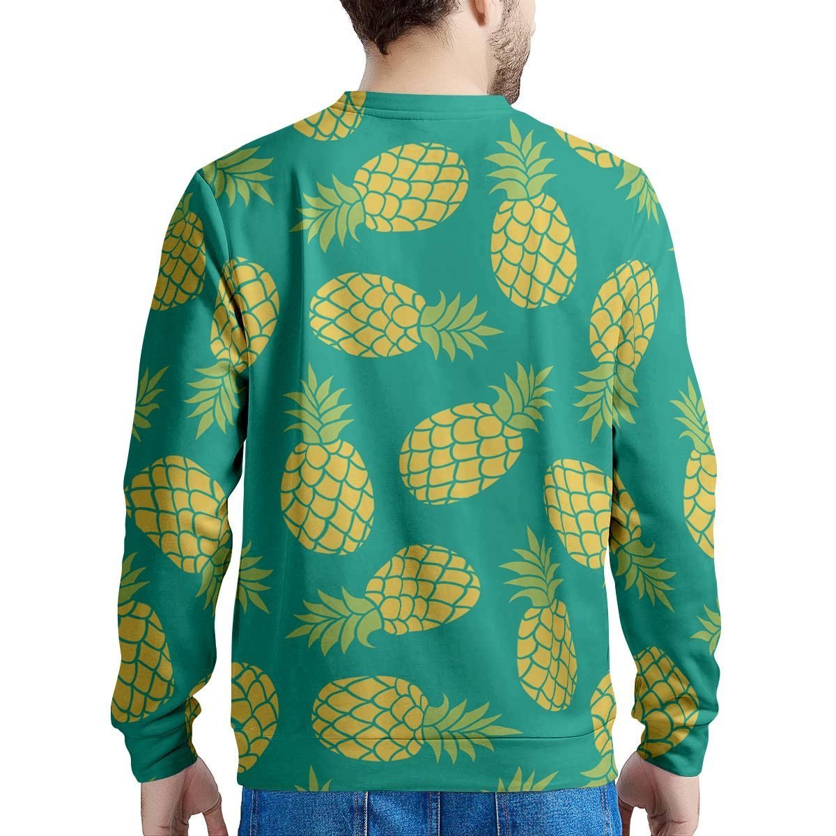 Green Pineapple Print Men's Sweatshirt-grizzshop