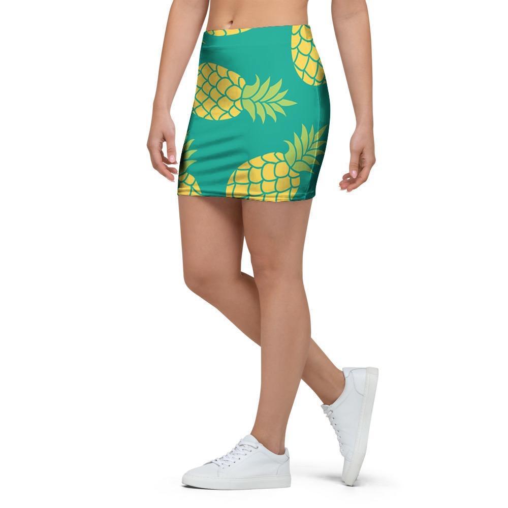 Green Pineapple Print Mini Skirt-grizzshop