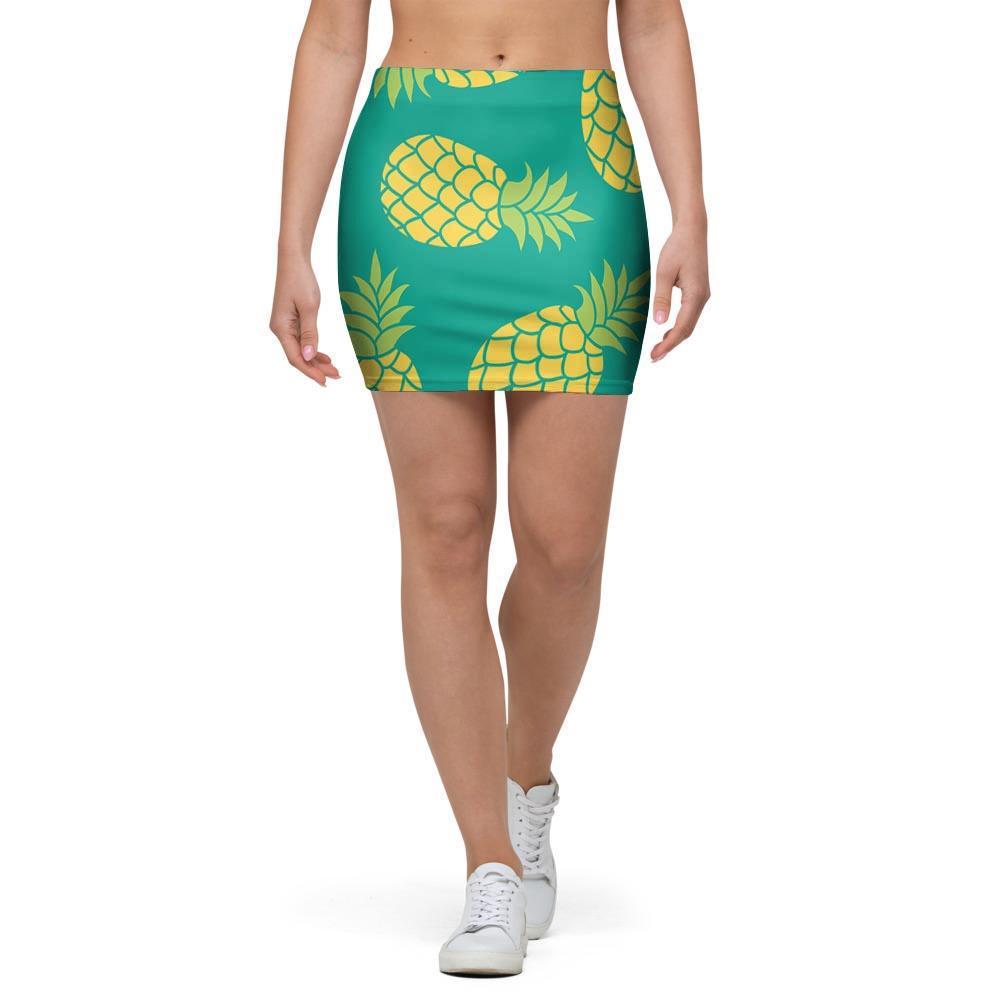 Green Pineapple Print Mini Skirt-grizzshop