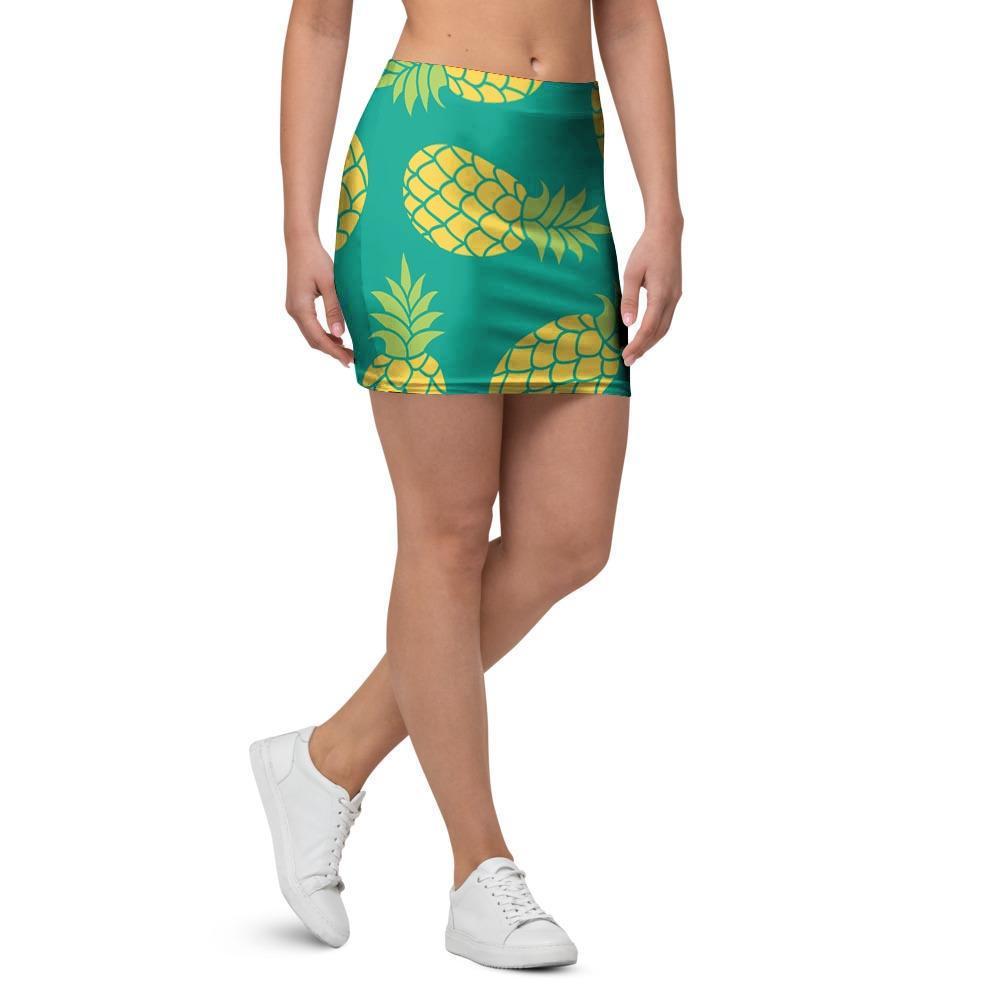 Green Pineapple Print Mini Skirt-grizzshop