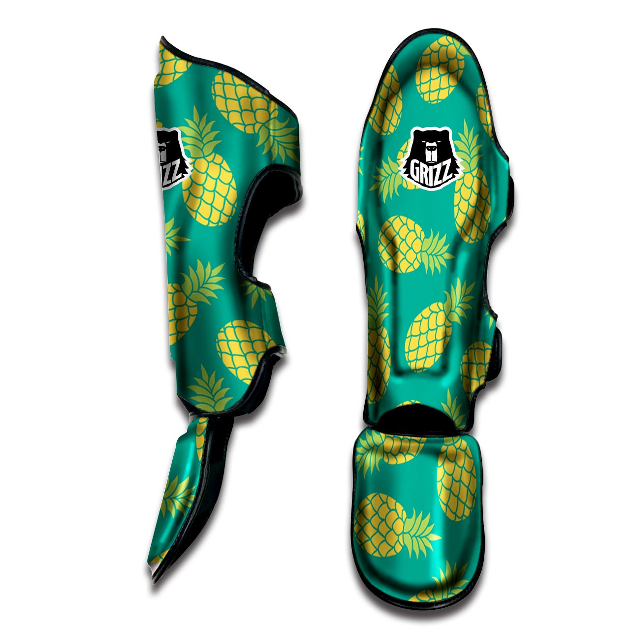 Green Pineapple Print Muay Thai Shin Guard-grizzshop