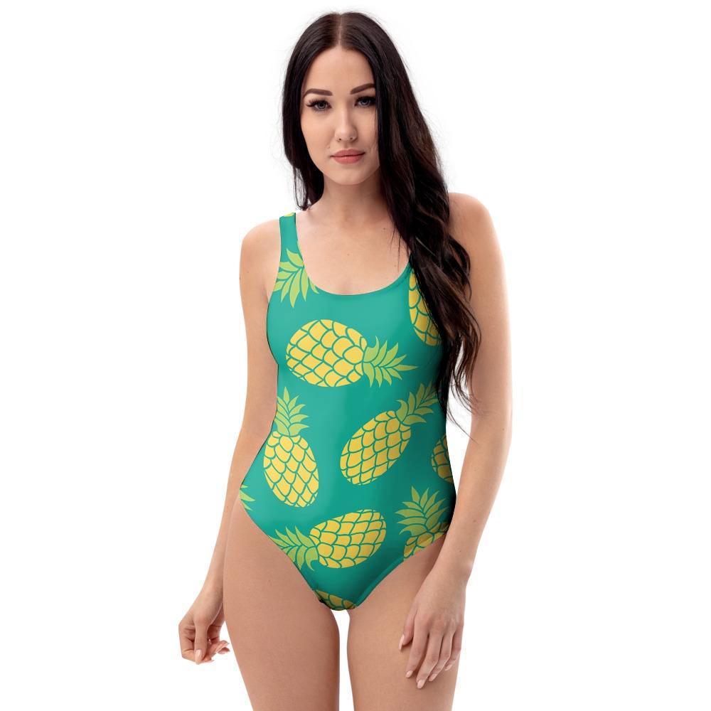 Green Pineapple Print One Piece Swimsuite-grizzshop