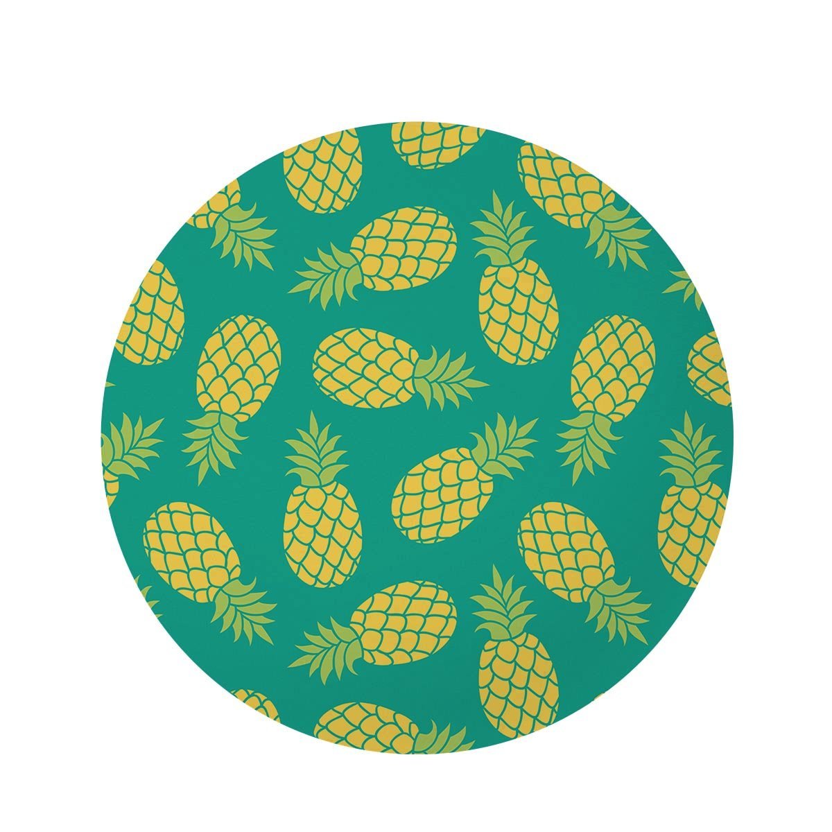 Green Pineapple Print Round Rug-grizzshop