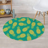 Green Pineapple Print Round Rug-grizzshop