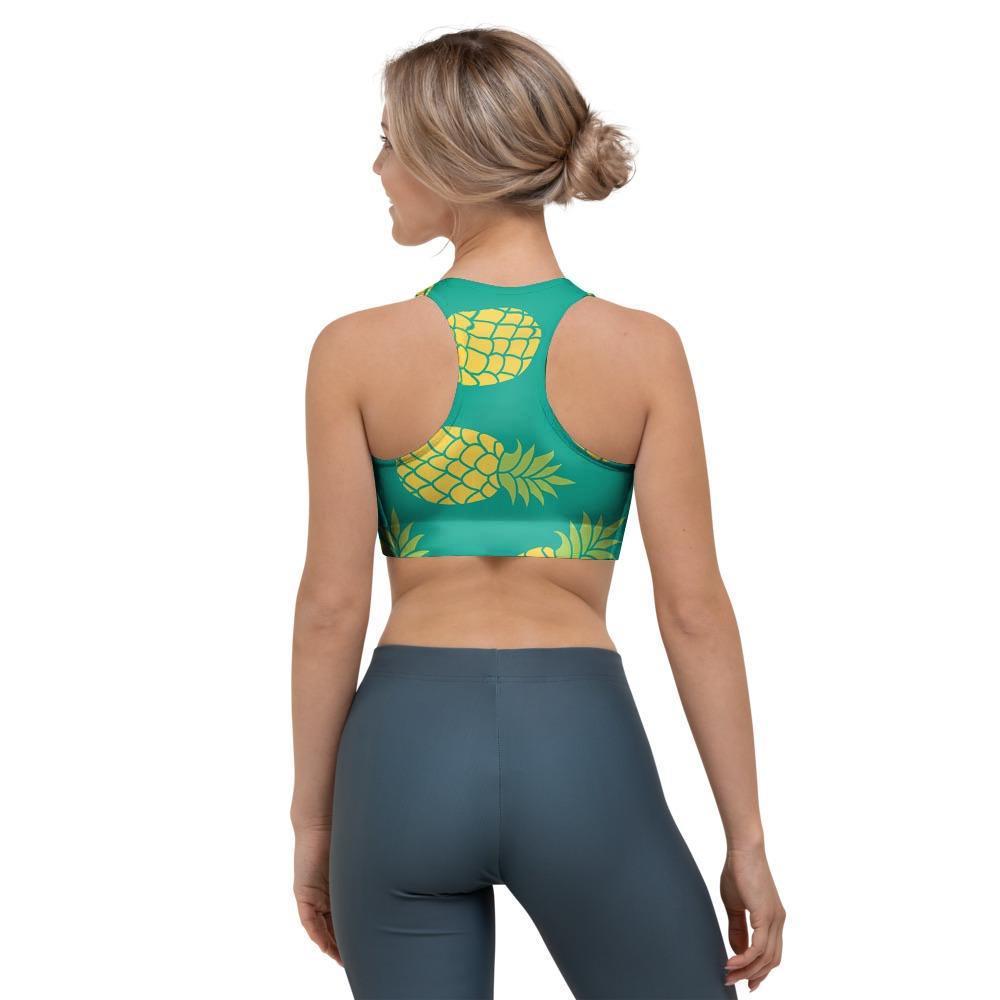 Green Pineapple Print Sports Bra-grizzshop