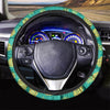 Green Pineapple Print Steering Wheel Cover-grizzshop