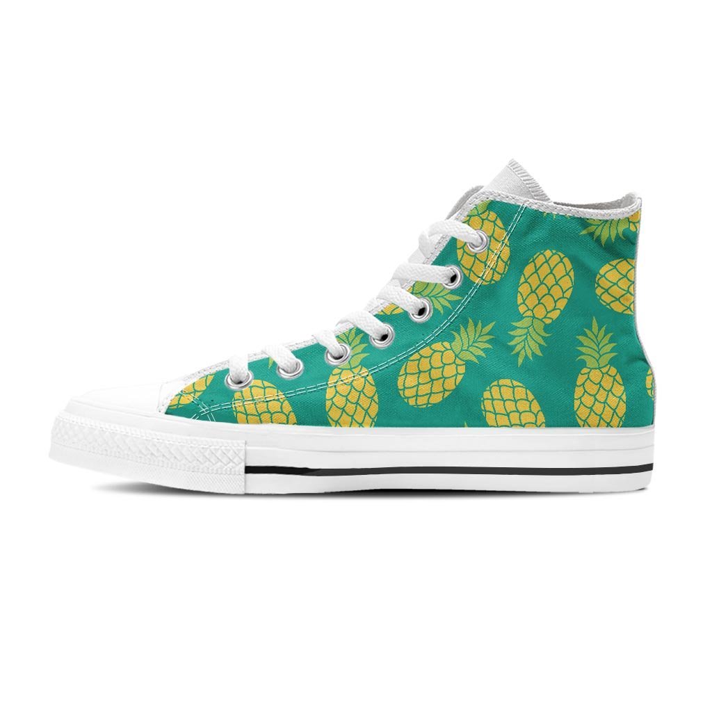 Green Pineapple Print Women's High Top Shoes-grizzshop