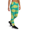 Green Pineapple Print Women's Joggers-grizzshop