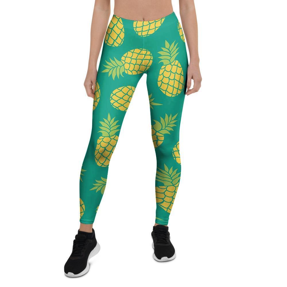 Green Pineapple Print Women's Leggings-grizzshop