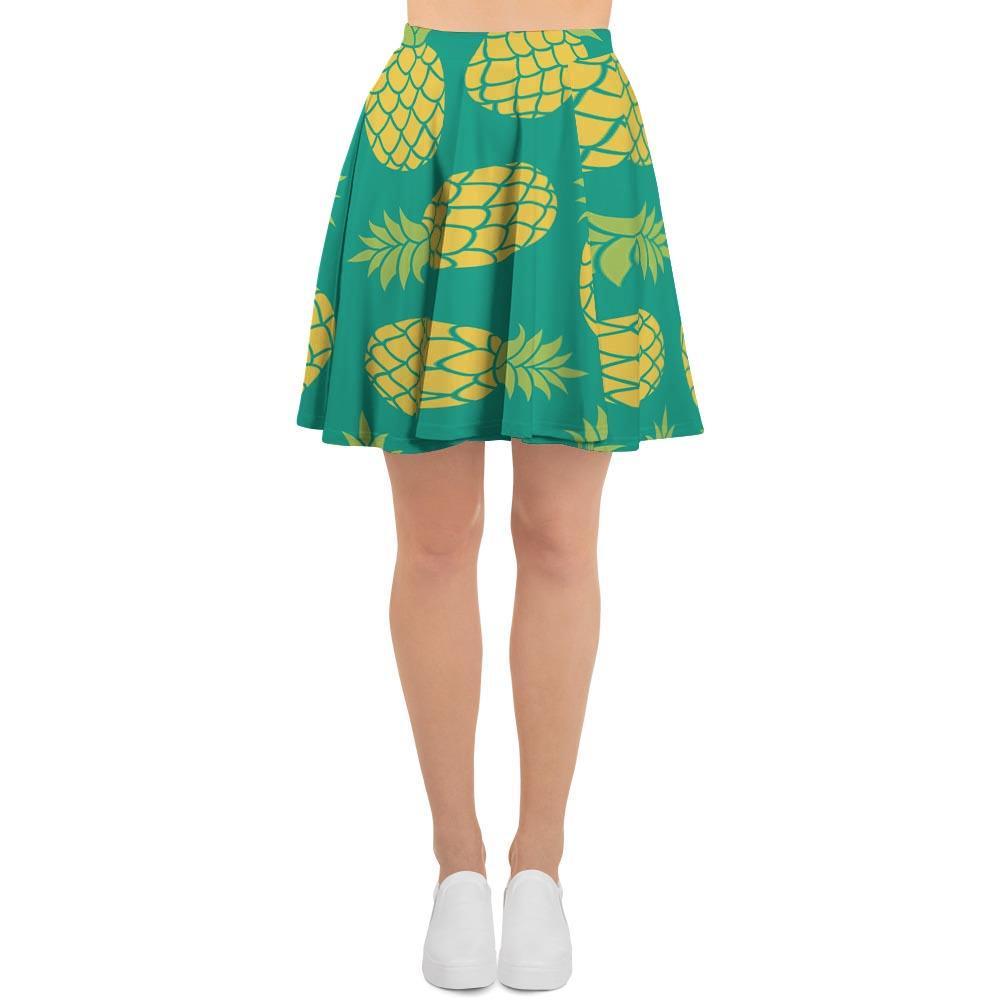 Green Pineapple Print Women's Skirt-grizzshop