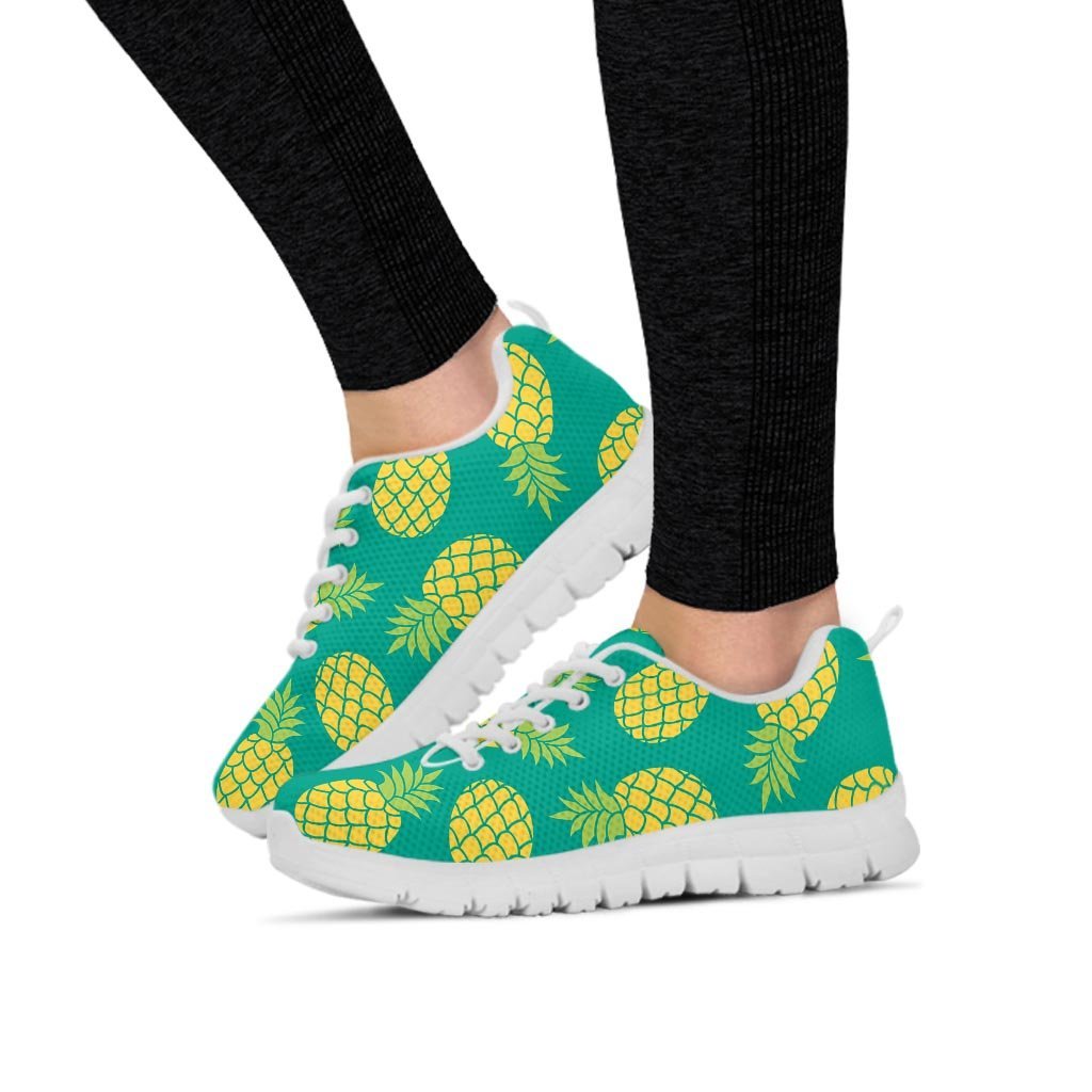 Green Pineapple Print Women's Sneakers-grizzshop