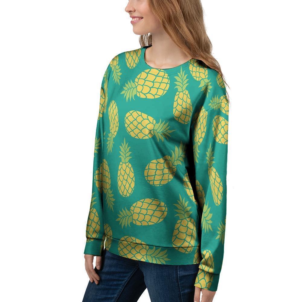 Green Pineapple Print Women's Sweatshirt-grizzshop