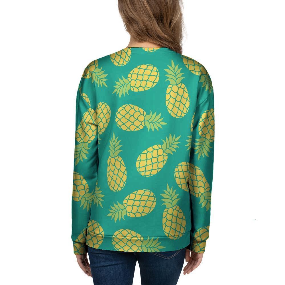 Green Pineapple Print Women's Sweatshirt-grizzshop