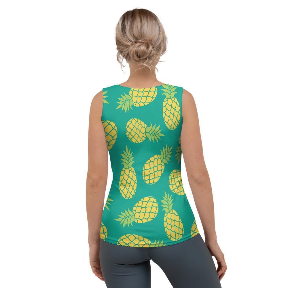 Green Pineapple Print Women's Tank Top-grizzshop