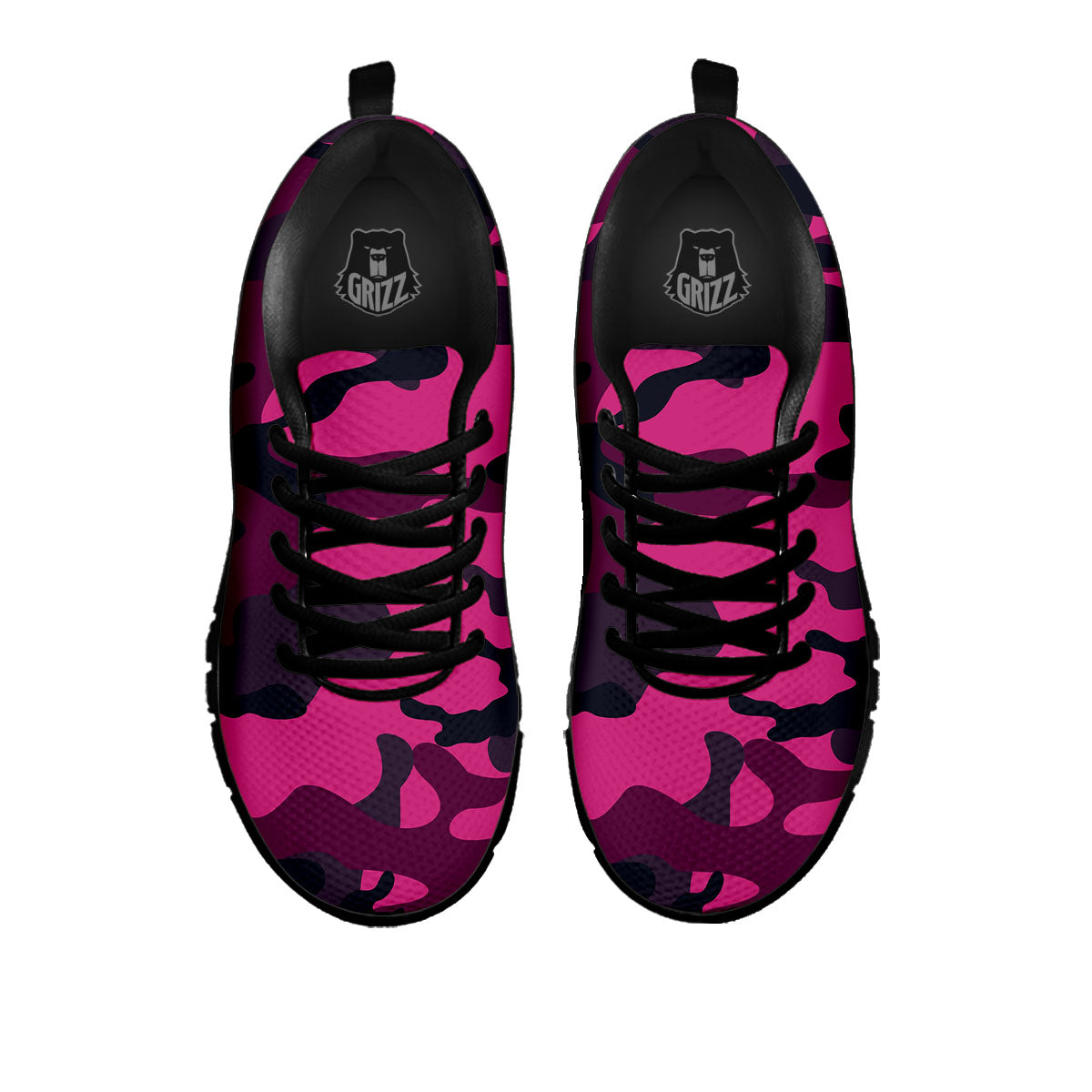 Green Pink And Black Camouflage Print Black Sneaker-grizzshop