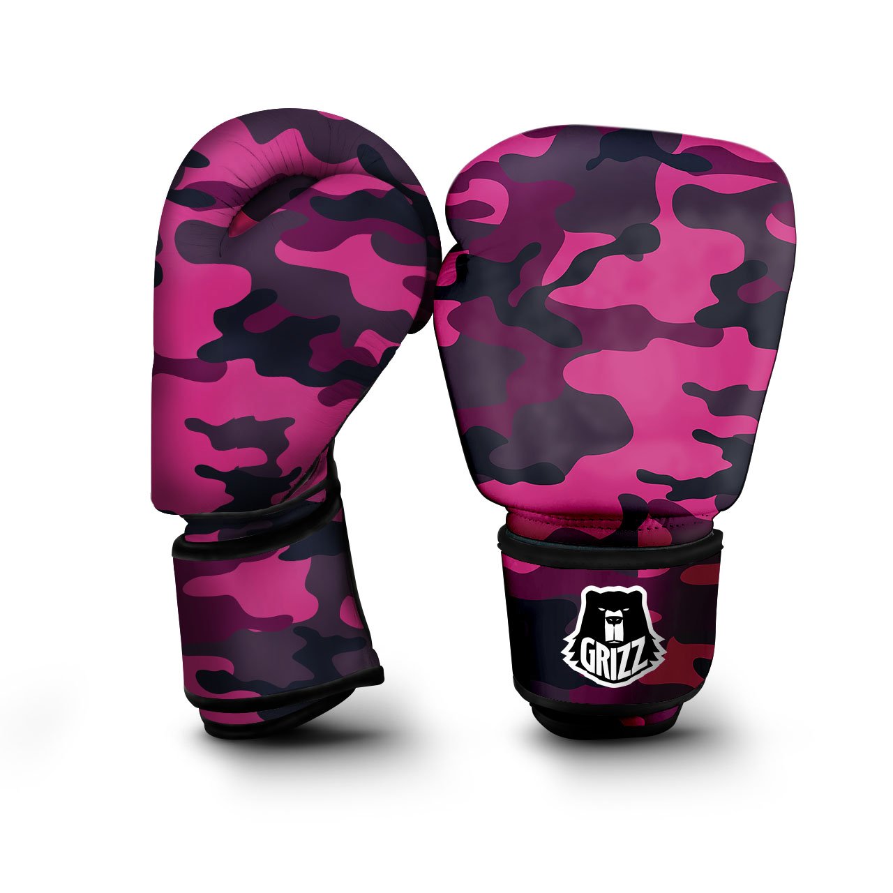 Green Pink And Black Camouflage Print Boxing Gloves-grizzshop