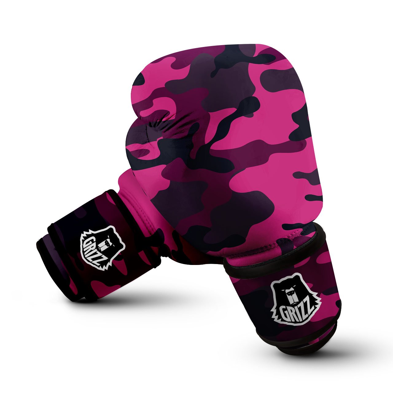 Green Pink And Black Camouflage Print Boxing Gloves-grizzshop