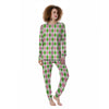 Green Pink And White Argyle Print Pattern Women's Pajamas-grizzshop