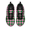 Green Pink And White Tartan Print Pattern Black Sneaker-grizzshop