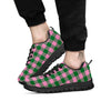 Green Pink And White Tartan Print Pattern Black Sneaker-grizzshop