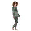 Green Pink And White Tartan Print Pattern Women's Pajamas-grizzshop