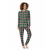 Green Pink And White Tartan Print Pattern Women's Pajamas-grizzshop