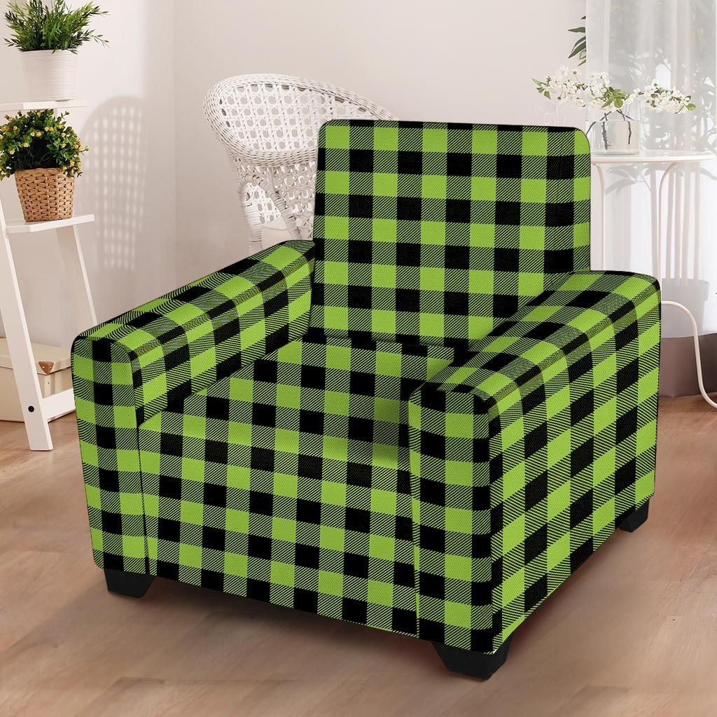 Green Plaid Armchair Cover-grizzshop