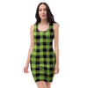 Green Plaid Bodycon Dress-grizzshop