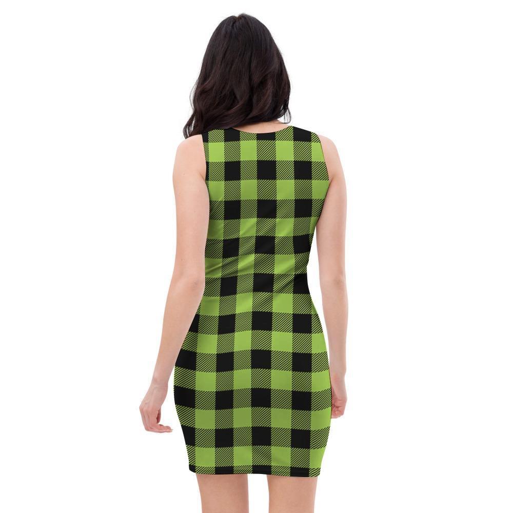 Green Plaid Bodycon Dress-grizzshop