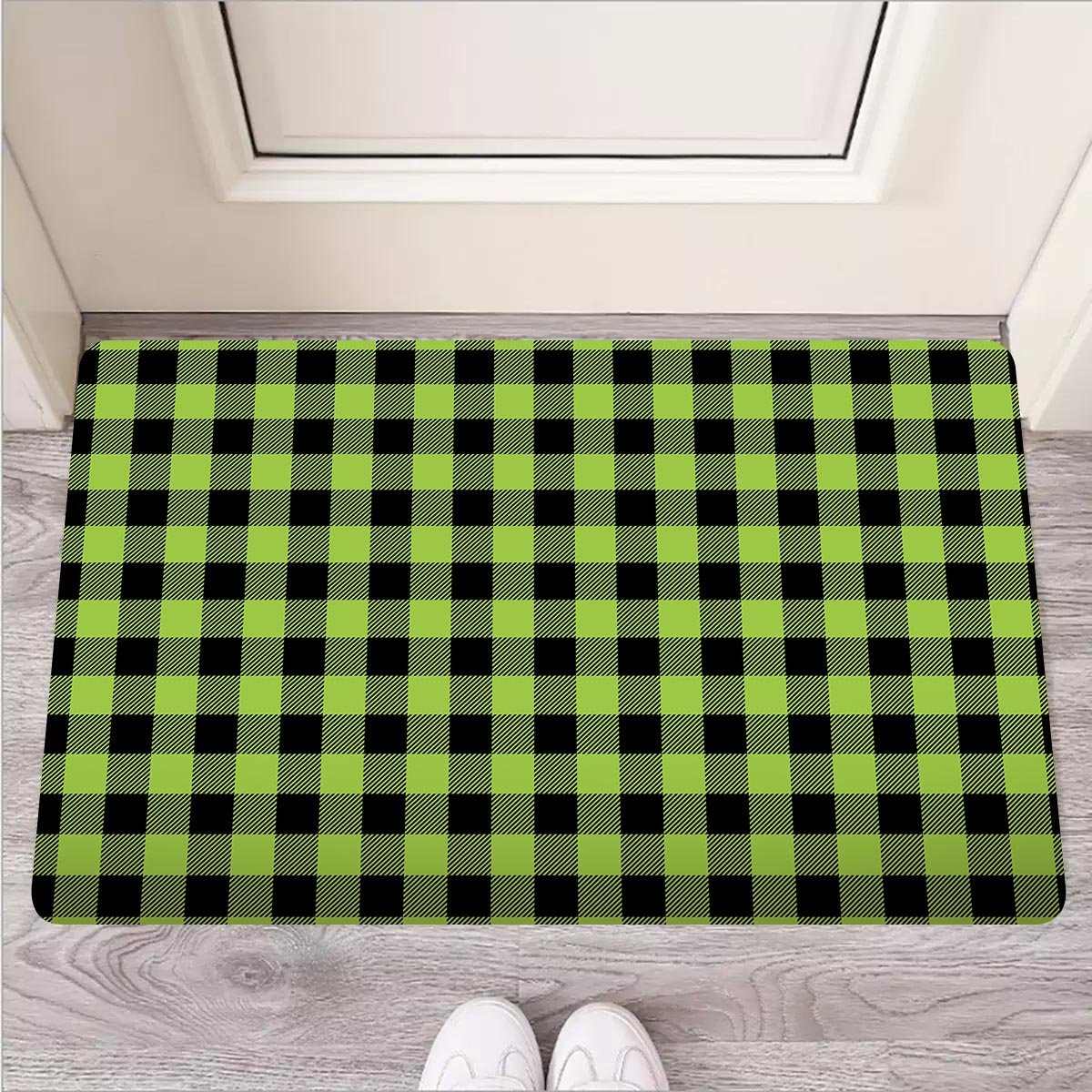 Green Plaid Door Mat-grizzshop