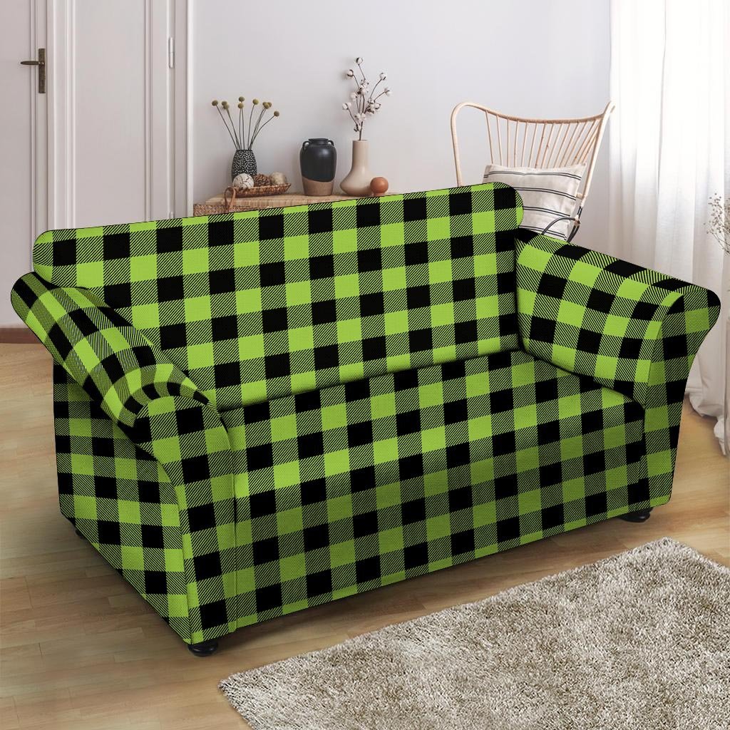 Green Plaid Loveseat Cover-grizzshop