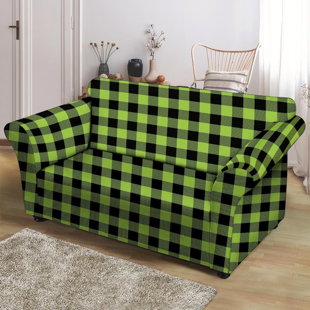 Green Plaid Loveseat Cover-grizzshop