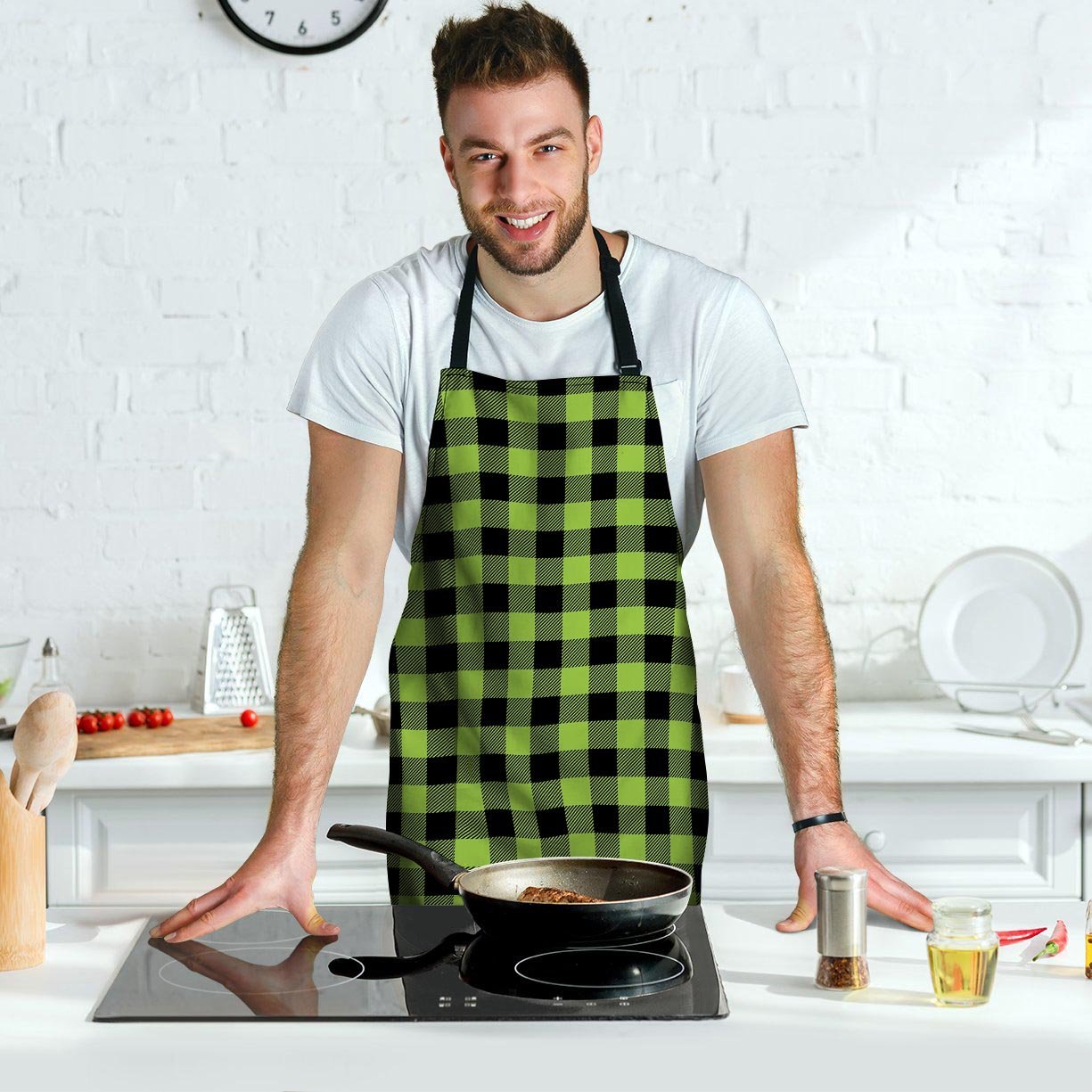 Green Plaid Men's Apron-grizzshop