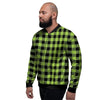 Green Plaid Men's Bomber Jacket-grizzshop