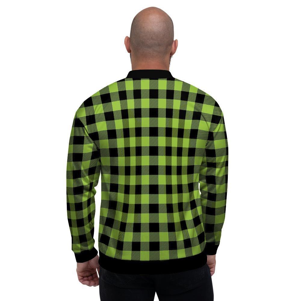 Green Plaid Men's Bomber Jacket-grizzshop