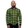 Green Plaid Men's Bomber Jacket-grizzshop